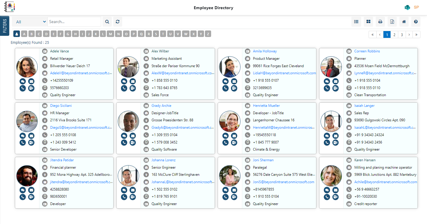 screenshot of Employee Directory